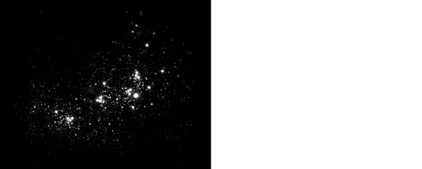 Starry night sky overlay with sparkling stars on a black background, ideal for creative projects, digital designs, and artistic compositions with copy space