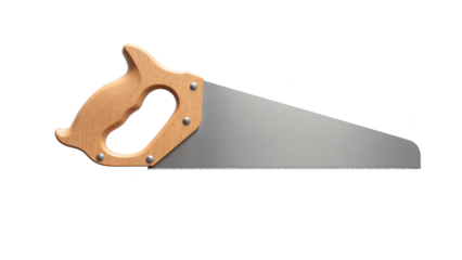Hand saw with wooden handle, designed for cutting wood, featuring sharp metal blade. Ideal for carpentry and DIY projects