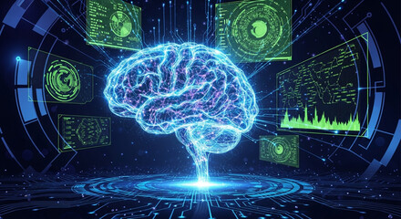 Futuristic Artificial Intelligence Neural Network Illustration