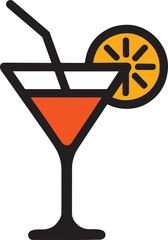 Cocktail Glass with Orange Drink and Slice Vector Illustration