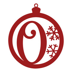 Obraz premium Ornament with letter o and snowflake cutouts in red for christmas holiday season decoration vector art