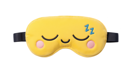 Soft sleep mask with cheerful design, featuring closed eyes and smiling face, perfect for relaxation and comfort during sleep