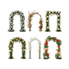 Elegant floral arches with tropical and traditional designs