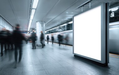 Empty subway advertisement