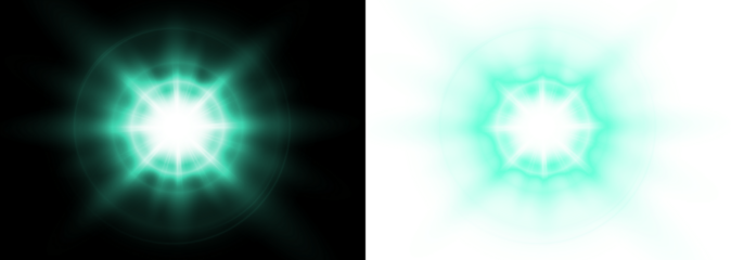 Bright glowing teal light burst overlay on black and white backgrounds, creating a dynamic visual effect for creative projects and graphic design applications