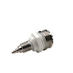 Precision connector, studio shot, white background, industrial parts