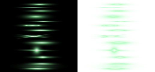 Green light effect png overlay with glowing elements on black and white backgrounds, creating a dynamic visual impact for design projects and creative applications