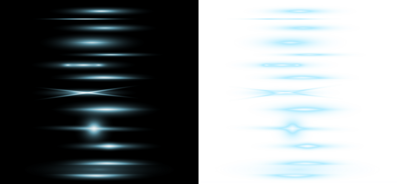 Abstract light overlay design featuring glowing blue elements on black and white backgrounds, creating a dynamic visual effect for creative projects and digital artwork