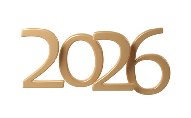 2026 3D numbers Happy New Year. christmas celebration gold background transparent design Holiday