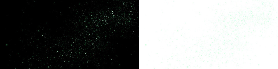 Abstract green glitter overlay on black and white background, creating a dynamic visual effect, suitable for creative projects and graphic design applications