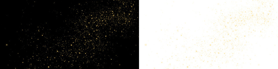 Gold glitter overlay on contrasting black and white backgrounds, creating a stunning visual effect for design projects, celebrations, and artistic expressions with copy space