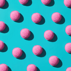 Pink Ice Cream Scoop Pattern on Blue Background