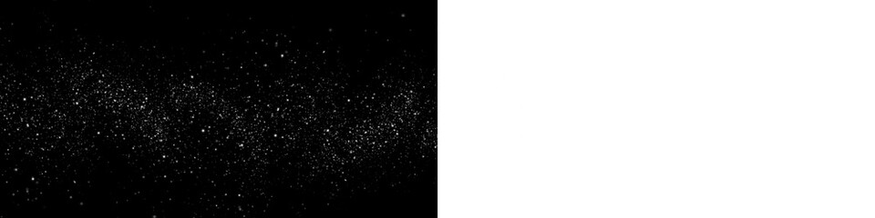 Black and white PNG overlay featuring a textured starry night sky with scattered stars, ideal for creative projects and enhancing visual storytelling with copy space © Виктория Проскурина