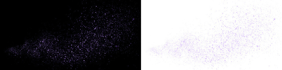 Abstract purple glitter overlay on contrasting black and white backgrounds, creating a dynamic visual effect for creative design projects and artistic applications
