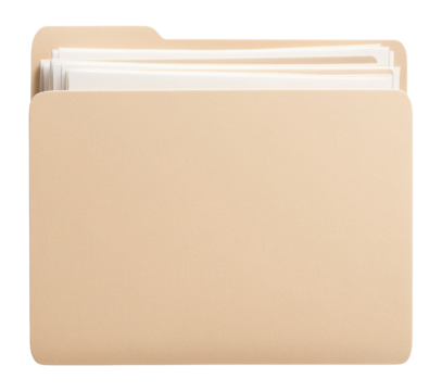 Beige file folder containing documents and papers.