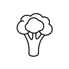 Illustration of a broccoli vegetable in outline style. Ideal for digital and print use, including websites, apps, and marketing materials related to food, health, or nutrition.