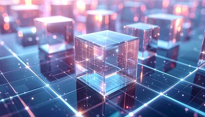 Abstract digital cubes on a grid (2)