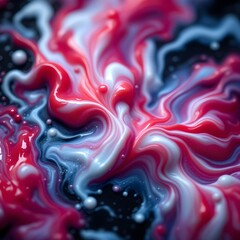 Close-up abstract photograph of melted red, white, and purple hard candies swirled together, resembling a galactic nebula, captured with a macro lens on a black background