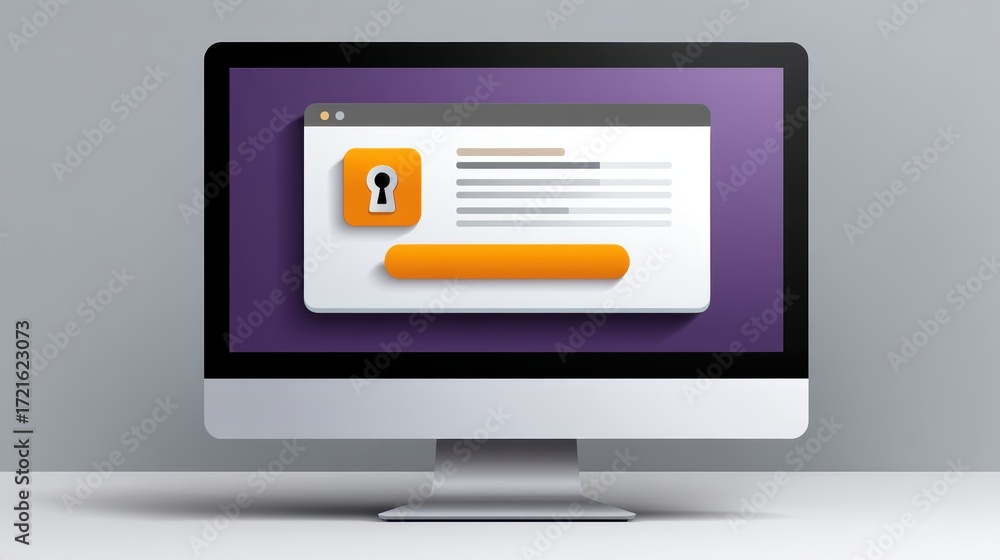 Poster cybersecurity and data protection, locking down digital information on a computer screen for enhance