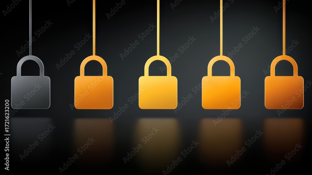 Poster intricate padlocks interlocked, a symbolic representation of security and connection