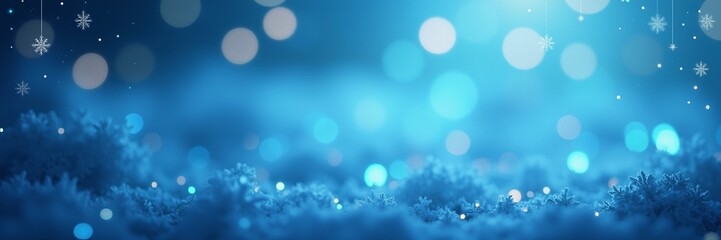 Vibrant shimmering blue abstract holiday celebration lights with frosted sparkle new year background festibal design