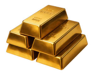 Gleaming gold bars stacked.