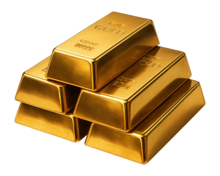 Gleaming gold bars stacked.