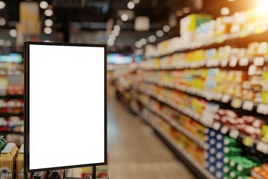 Utilize this advertising mockup to enhance visibility in supermarket settings.