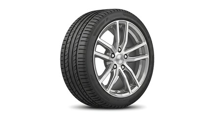 Fototapeta premium Realistic Car Wheel Vector Illustration on White Background