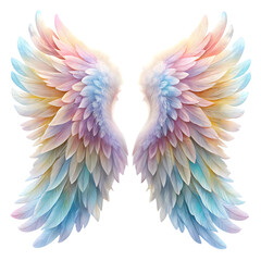 Fototapeta premium Beautiful pastel angel wings isolated on transparent background