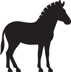 Silhouette of a majestic zebra standing proudly in profile against a clean white background