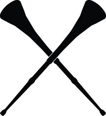 Crossed vuvuzelas icon. Sports fan horns for football and celebration symbol. Two crossed vuvuzela sign. flat style.