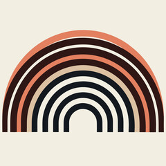 Fototapeta premium Mid-century modern rainbow arc with muted earthy tones semi-circle abstract