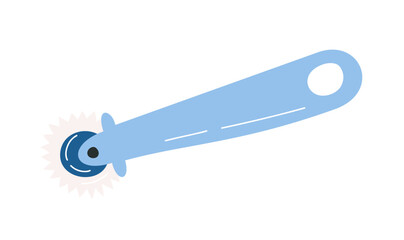 Hand drawn vector illustration of tracing wheel in cartoon flat style. Essential tool for transferring patterns in tailoring, sewing, and dressmaking.