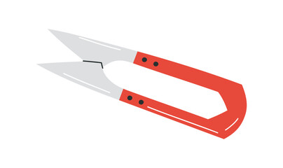 Hand drawn vector illustration of thread snips in cartoon flat style. Essential cutting tool for sewing, embroidery, and crafting projects