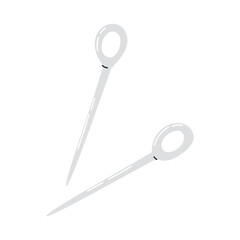 Hand drawn vector illustration of sewing needles in cartoon flat style. Essential tools for hand stitching, embroidery, and textile projects.