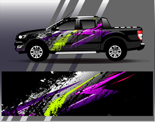 Car wrap design vector. Graphic abstract stripe racing background designs for vehicle, rally, race, adventure and car racing livery