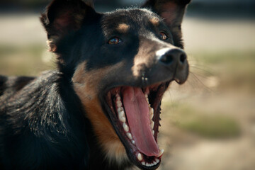 Portrait of cute black dog