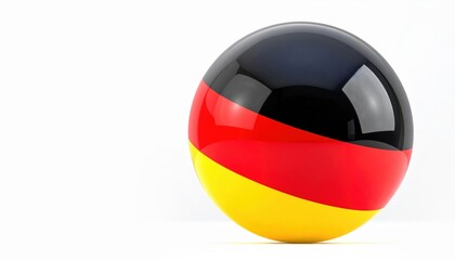 Spherical german flag with black, red, and yellow sections on white background