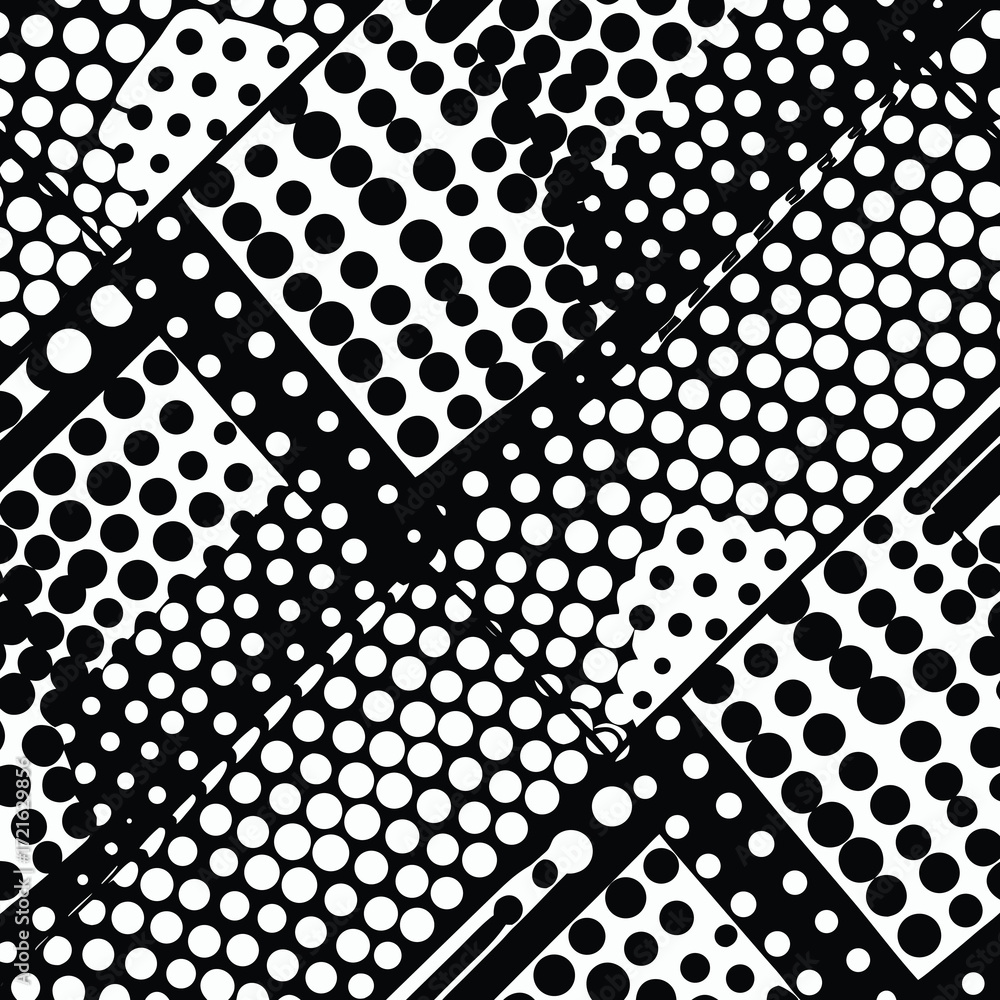 Poster Overlapping Geometric Shapes with Halftone Dot Patterns abstract background