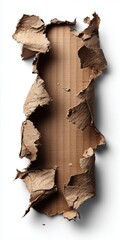 Torn cardboard with ripped edges on white background