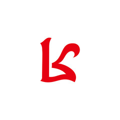 letter lk simple curves red linked logo vector