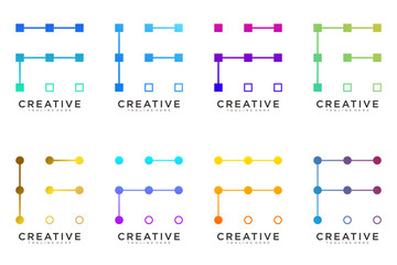 letter F technology logo set. future symbol for business, digital, connection, data
