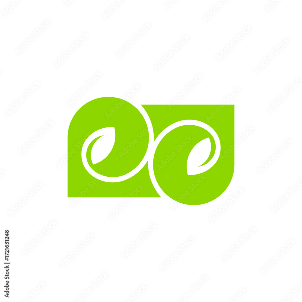 Poster linked loop green leaf nature simple geometric logo vector