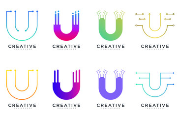 collection abstract letter U logo icon, design for business of luxury, elegant, simple