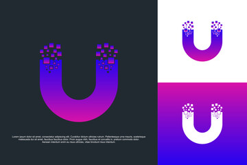 collection abstract letter U logo icon, design for business of luxury, elegant, simple