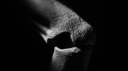 Closeup gray knee sculpture