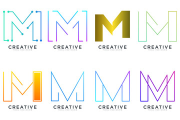 collection abstract letter M logo icon, design for business of luxury, elegant, simple