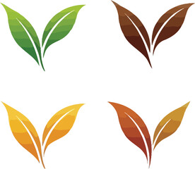 Four pairs of leaves in different seasonal colors