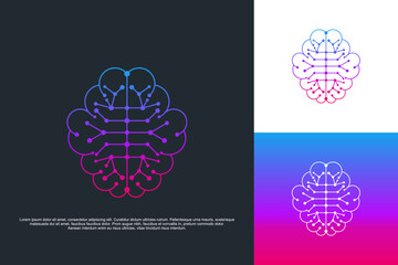 brain logotypes concept. Logo for science innovation, machine 